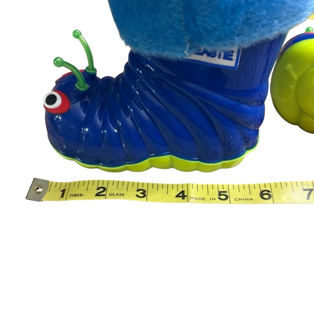 BEASTIE Little Kids Blue/Green Caterpillar Fleece Lined Rain/Snow Boots